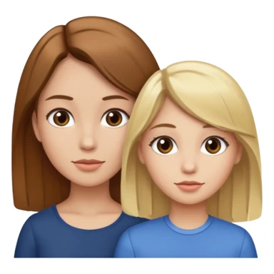 Maman cheveux marrons et fille cheveux blond sticker