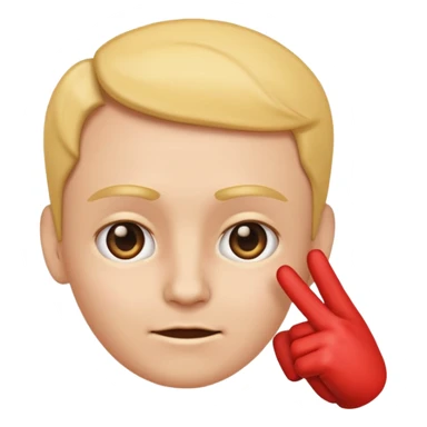 emoji of a hand pointing at the forehead area on a human face, simple cartoon style sticker