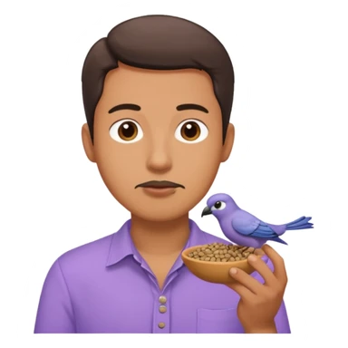 Guy eating bird seed with a lavender shirt on sticker