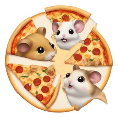four hamsters eating pizza sticker