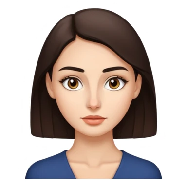 a brunette with thin nose almost sharp jaw line perfect eye brows  sticker