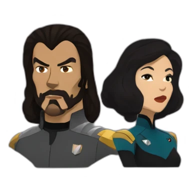 boris badanov and natasha fatale as klingons on star trek: lower decks sticker