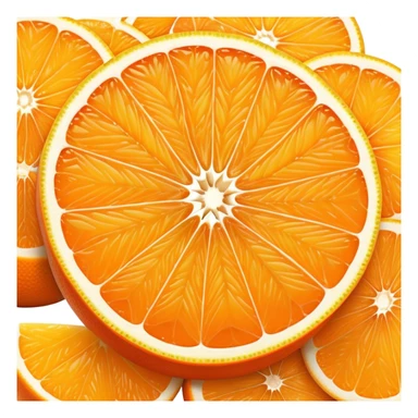 Cinematic juicy orange, sliced open to reveal glistening, bright citrus flesh, soft golden highlights, fresh and refreshing, natural and vibrant. sticker
