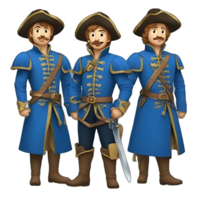 Three musketeers in blue sticker
