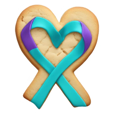 Purple teal Suicide awareness ribbon, heart cookie sticker
