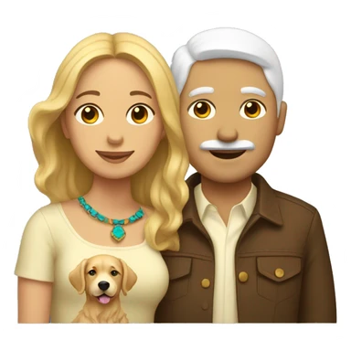 White Mexican couple with a golden retriever  sticker