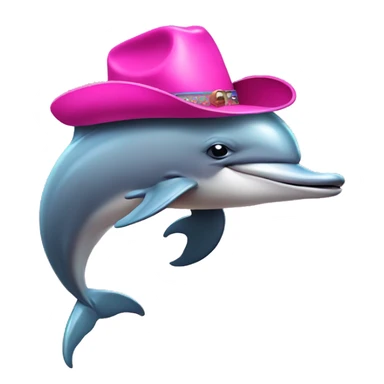 Dolphin with pink cowboy hat and silly face sticker