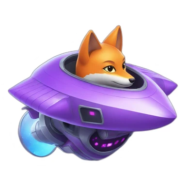 a purple fox in a spaceship sticker