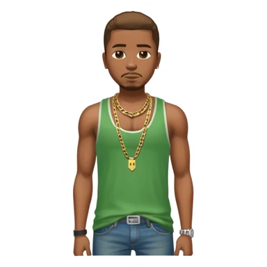 CJ from GTA San Andreas with his green tank top, jeans and chain necklace sticker