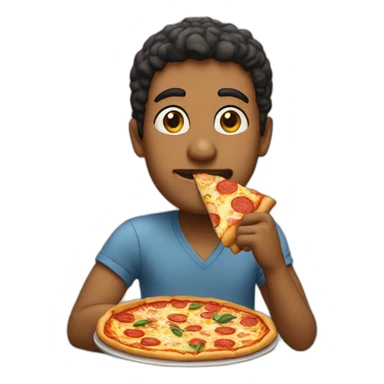 Mahmoud eating a pizza sticker