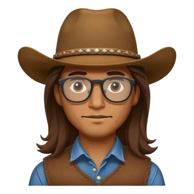 long hair cowboy with glasses sticker