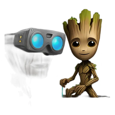 Groot avec jean-Marc la marionnette de Jeff Panacloc sticker