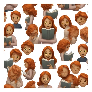 Redhead woman with book sticker