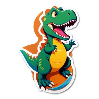 Baby riding a t-rex  sticker