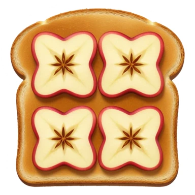 toast with apple slices on top, clean and minimal, no text sticker