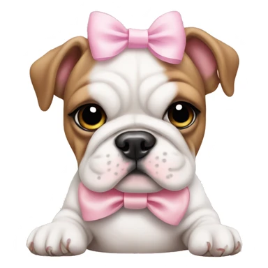 Bulldog puppy with pastel pink bow sticker