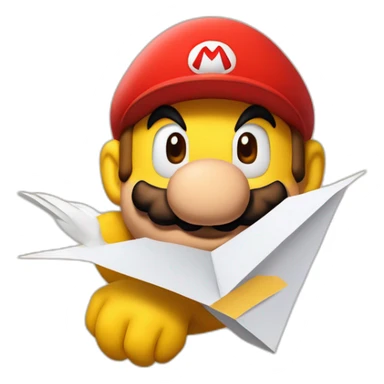 mario broz on top of a paper bird sticker