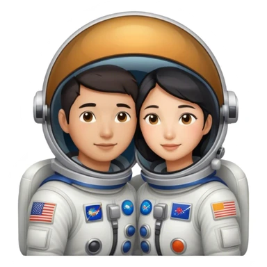Asian Astronaut couple cuddling  sticker