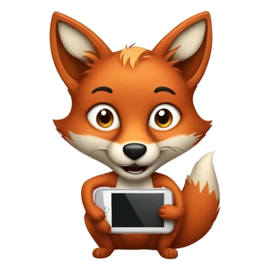 Cartoon fox with a iphone  sticker