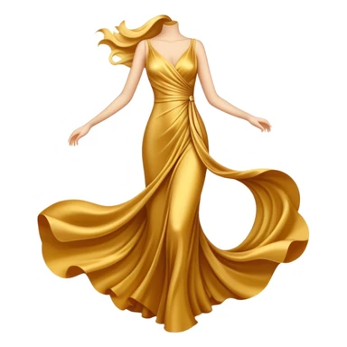 long golden silky dress flowing in the wind sticker