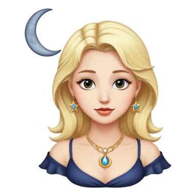 Blonde woman with a crescenct moon necklace sticker