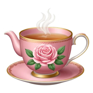Milk rose tea in a very fancy floral small cup sticker