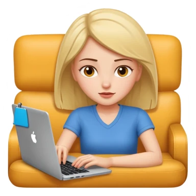 A girl is lying on the couch with a laptop, working sticker