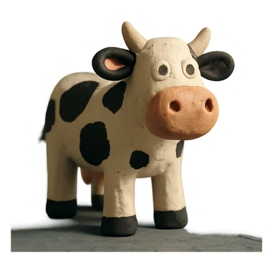 claymation style cow with black and white spots sticker