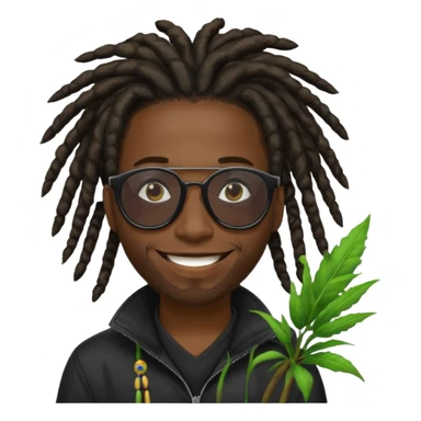 a black african guy with dreadlocks, wearing black shades and aura farming emoji sticker