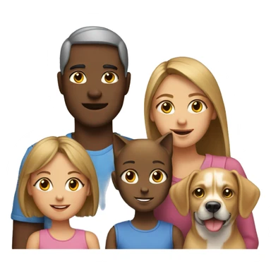 Family with two girls, three cats and one dog sticker