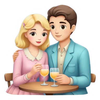 Pastel warm-colored romantic vintage Moonlight date sticker