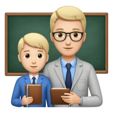 male teacher helping student sticker