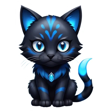 Cool cute edgy dark gloomy black abyssal Abyss-Night-Cat with glowing blue markings sticker