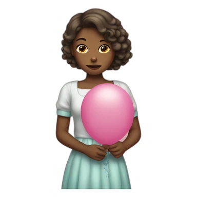 Girl holding hurt shape baloon sticker