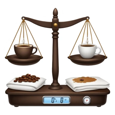 Simple balance scale with coffee on the strong side (left) and sleep/ bed on the weak side (right) sticker