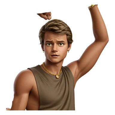 realistic boy with jewelry sticker