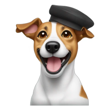Funny Jack Russel with a funny cap sticker