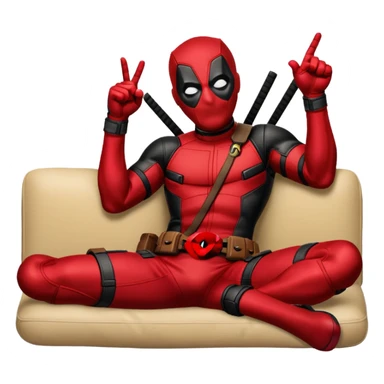 deadpool laying and pointing to something intresting sticker