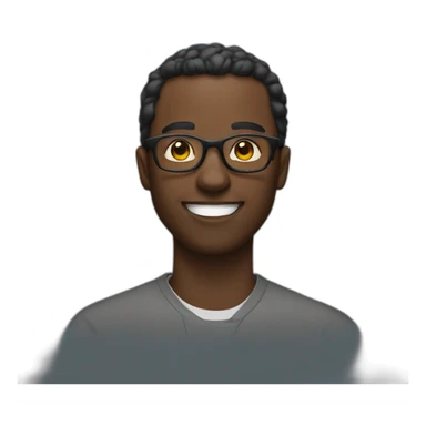 a black man with spec using mac facing right smiling sticker