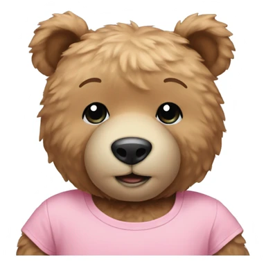 Teddy bear wearing pastel pink t-shirt sticker