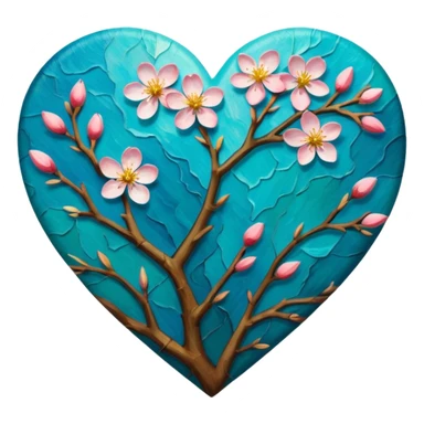 Vangogh almond blossom in a heart sticker