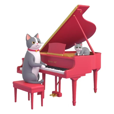 woman playing piano while her cat sits on top of the piano sticker