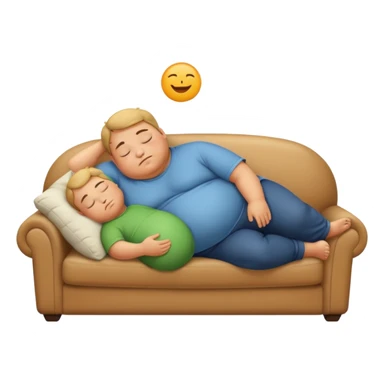 a lazy fat boy sleeping on a sofa sticker