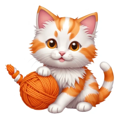playful kitten with a ball of yarn sticker
