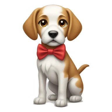 A dog with a bow on its tail sticker