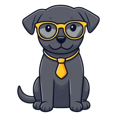 Black dog with glasses sticker