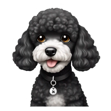 Black with a bit of white Maltese cross toy poodle dog sticker