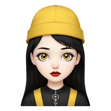 black gothic girl yellow hat sticker