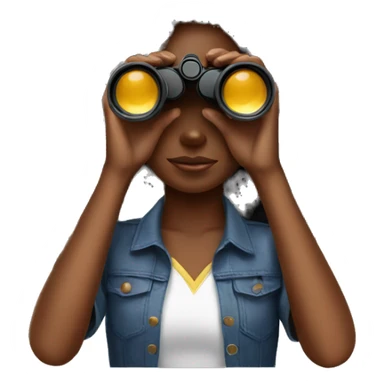 black girl looking through binoculars  sticker