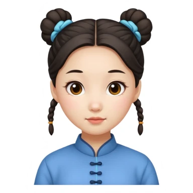 chinese girl with hair in buns, cute sticker